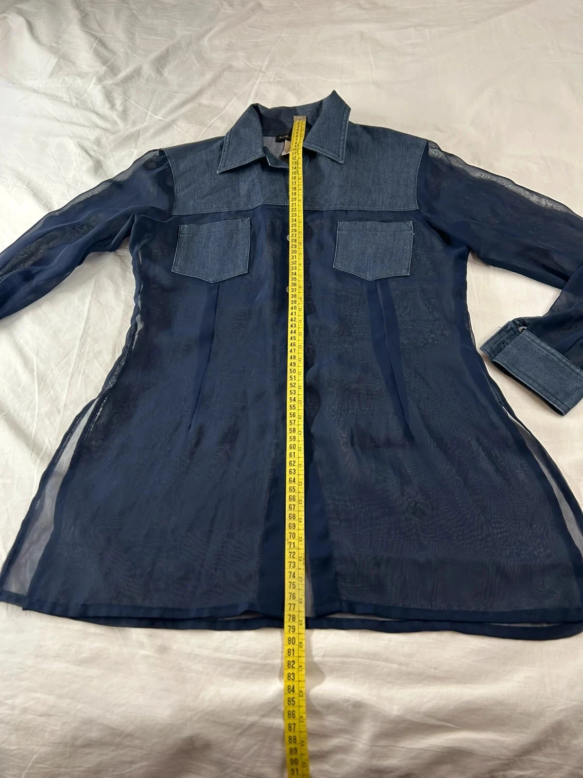 Camisa mujer, te amo azul marino efecto transparente vintage – photo 10